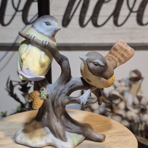 Charming Bird Figurine on Tree Branch